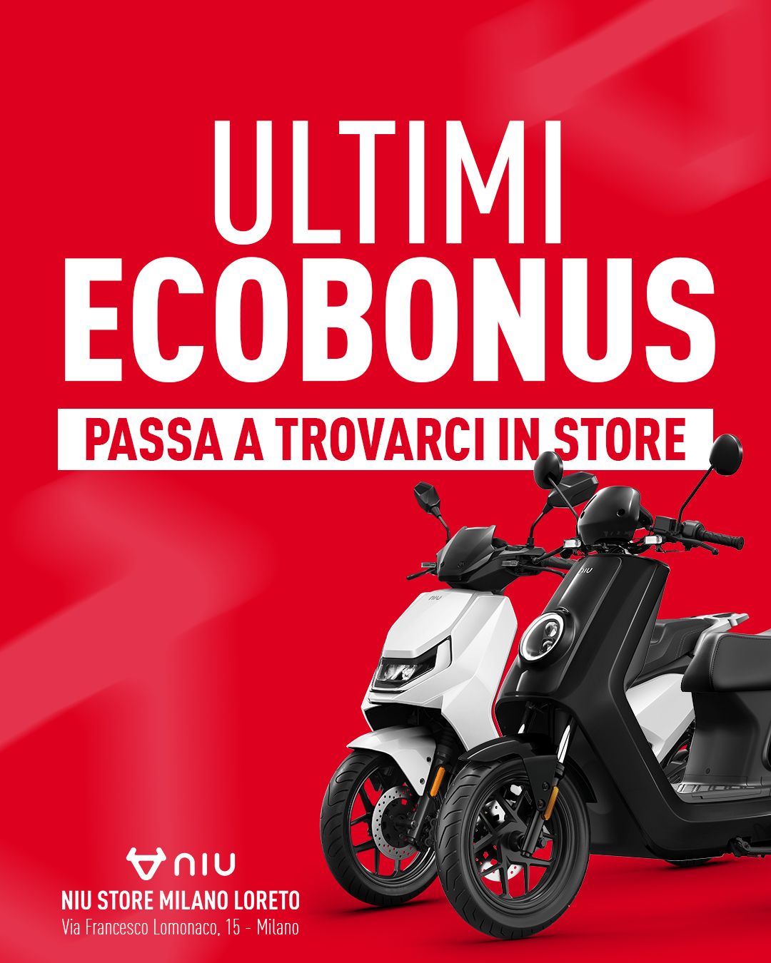 Immagine con due scooter in cui viene indicato di passare in negozio per usufruire dell'ecobonus